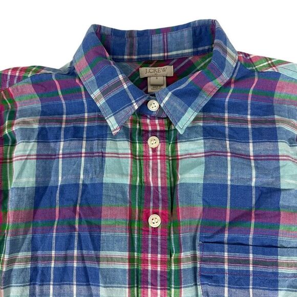J. Crew Collared Button Front Plaid Top size Small - Picture 5 of 7